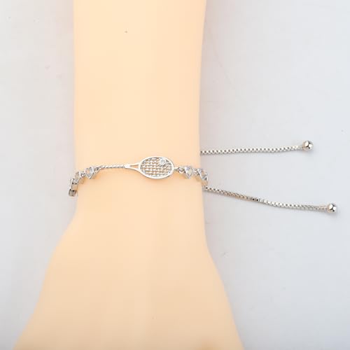 FEELMEM Tennis Girl Jewelry Tennis Racket Charm Slider Bracelet Tennis Coach Appreciation Gift Tennis Sports Jewelry3
