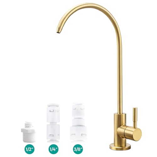 Filter Faucet,Drinking Water Faucet Fits Reverse Osmosis and Water Filtration System for Kitchen Bar Sink Faucets in Non-Air Gap SUS304 Stainless Modern Brushed Zirconium PVD Lead-Free