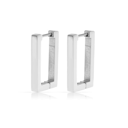 Made by Nami Creolen Silber Damen Eckig aus Edelstahl Wasserfester Schmuck Geschenk Freundin (Rechteck Silber)