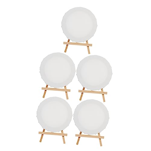 Caballete de pintura mini de madera natural con marco redondo para manualidades de pino 2