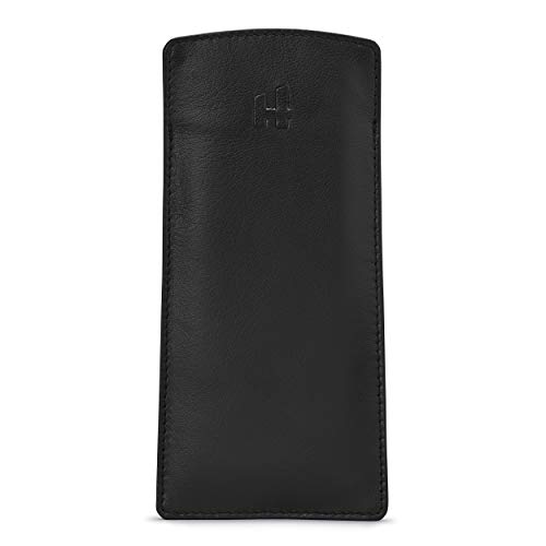 Funda de gafas de piel suave negro negro