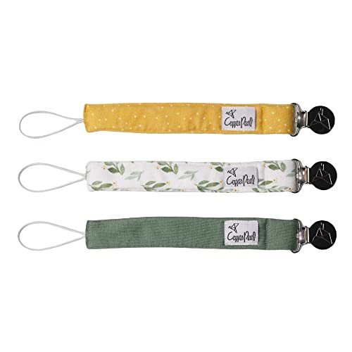Image of Copper Pearl Pacifier Holder 3-Pack: Premium Knit Binky Clips for Babies - Stylish Stainless Steel Design, Prevents Floor Drops - Fern
