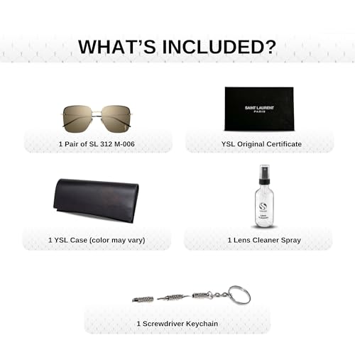 SAINT LAURENTSL SL 312 M YSL Logo On Lens Square Shape Sunglasses with eSHADES Luxury Eyewear Kit Bundle4