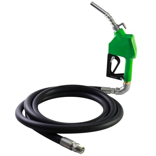 CreFiTech 3/4 x 10 Fuel Transfer Hose w/ 3/4 Auto Fuel Nozzle(13/16 Spout 16 GPM Flow Rate) & fuel hose swivel 3/4 Inlet & 13/16 Outlet for DEF Dispensing Diesel Gasoline Kerosene Biodiesel