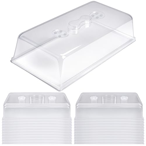 ZJP 20 Pack Heavy Duty 5 Humidity Dome for 1020 Seed Starter Trays Clear Vented Propagation Cover & Cloning Lid for 10x20 Flats Seed Starting & Germination