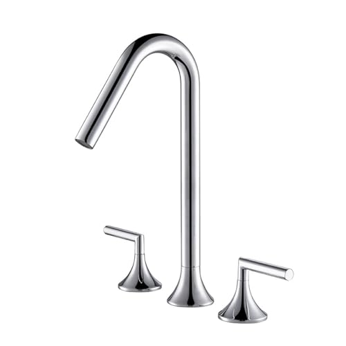 Mitigeur de lavabo 3 trous noir mat avec robinet double poignée orientable