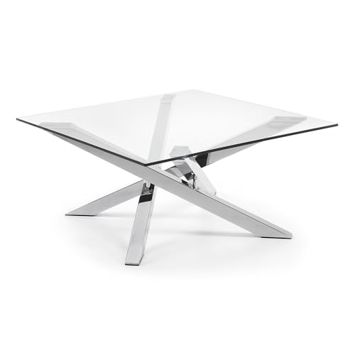 LF - Table basse Mikado table basse verre et acier chromé