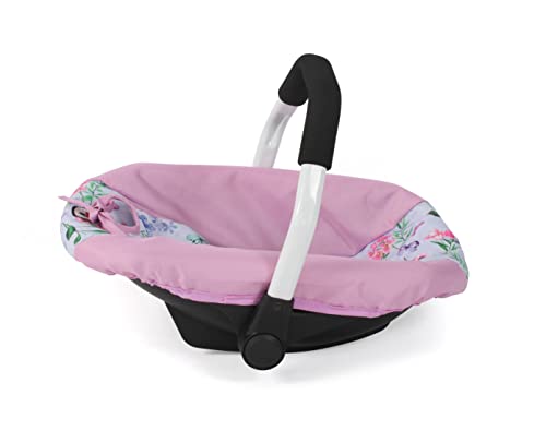 Siège auto pour poupée de bébé et accessoires de poupon rose fleurs - 3
