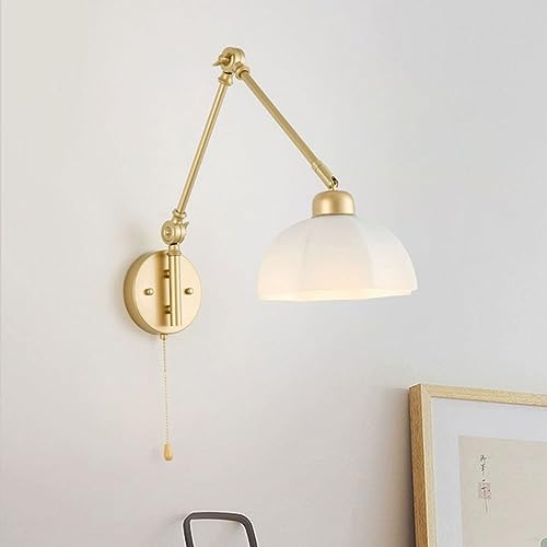 Aplique de pared con brazo oscilante ajustable e interruptor para lectura cómoda 8
