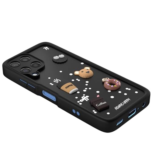 Image of Bintage Cute Fun Taddy| 3D Ball Bear| Donut| Coffee Rubber Case Camera Protection Back Cover Compatible for Samsung Galaxy A12 (4G) - Black