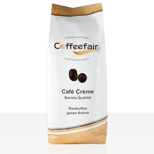 Coffeefair Cafe Creme Kaffeebohnen in Barista Qualität - 1kg für Kaffeevollautomaten, Mischbohne für Kaffee oder Espresso verwendbar, schonende Trommelröstung Coffeefair Cafe Creme Kaffeebohnen in Barista Qualität - 1kg für Kaffeevollautomaten, Mischbohne für Kaffee oder Espresso verwendbar, schonende Trommelröstung