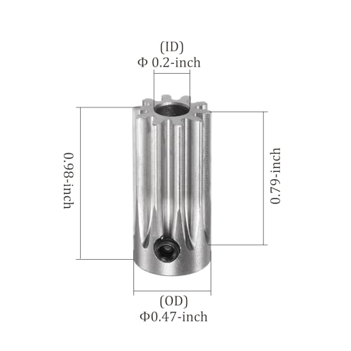 Image of 2pcs Mod 1 Straight Spur Pinion Gear Motor Gear 10 Teeth - [5mm Aperture x 20mm Height], Suitable for RC Cars, Stainless Steel