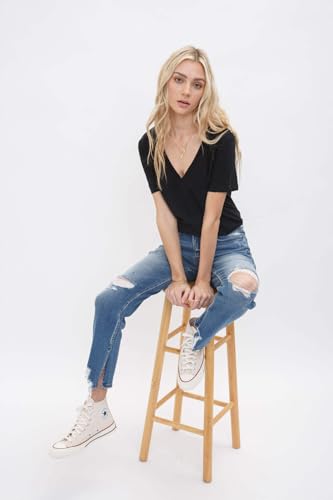 SALT TREE Mica Denim - Under The Table High Rise Ankle Straight W/Slit Detail Jeans - MDP-T2484
