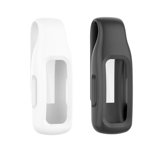 HYWRDYB (2 Pack) Clips Compatible with Fitbit Inspire 3/Inspire 2,Replacement Solid Color Silicone Clips with Steel Sheet for Fitbit Inspire 2/Inspire 3/Ace 3 Fitness Tracker (Black+White)