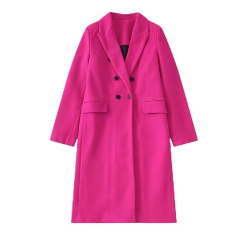 Manteau de costume femme chic fuchsia à double boutonnage pour vos sorties citadines