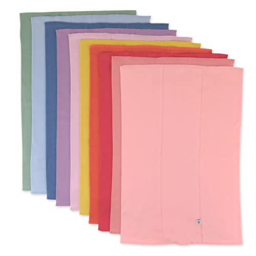 Image of Honest Baby Baby Organic Cotton Knit Burp Cloths Multipack, 10 Pack Rainbow Gems Pinks, One Size