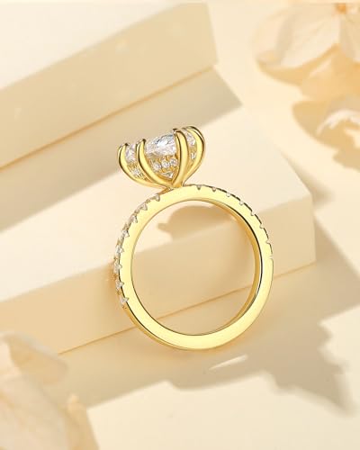 2CT/3.5CT Pear Shaped Engagement Rings for Women,Pear Cut Simulated Diamond Ring,18k Gold Plated 925 Sterling Silver Promise Ring3