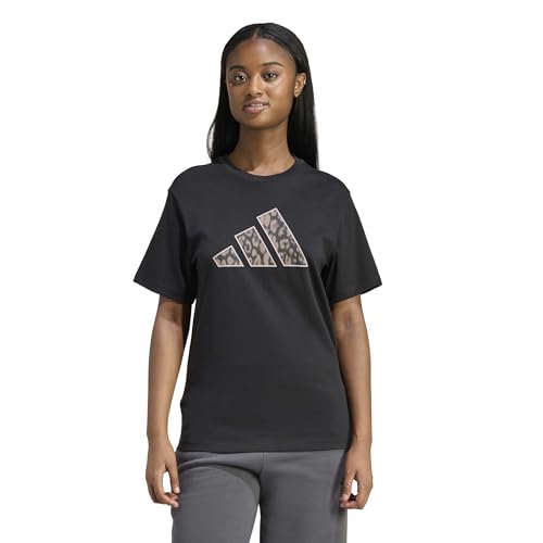 adidas Women's Animal Graphic T-Shirt, Black/camo, XL