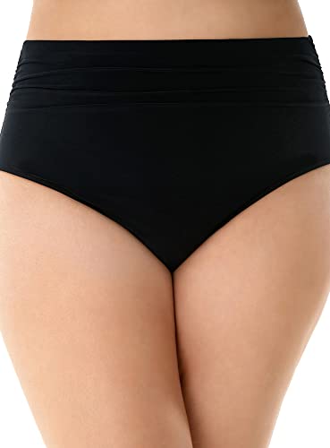 MagicSuit Plus Size Women's Swimwear Solid Jersey Shirred Tummy Control Brief Swim Bottom