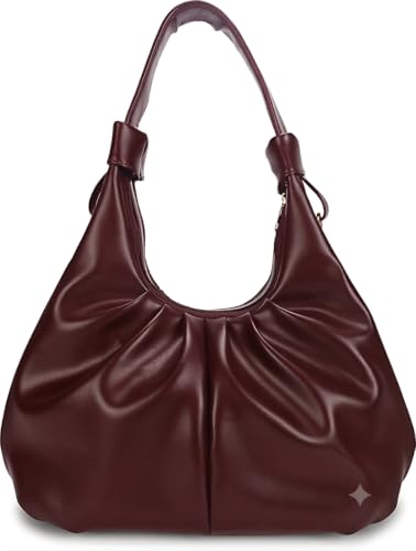 Image of ProArch Stylish Ruched Hobo Shoulder Bag for Women | Vegan Leather Pleated Sling Handbag with Zip Closure & Comfortable Strap | Spacious Casual & Office Tote Bag for Ladies