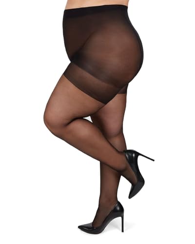 Image of MeMoi Plus Size Curvy Control Top Pantyhose for Women, Comfortable Silky Sheer Pantyhose, Lightweight Womens Stockings