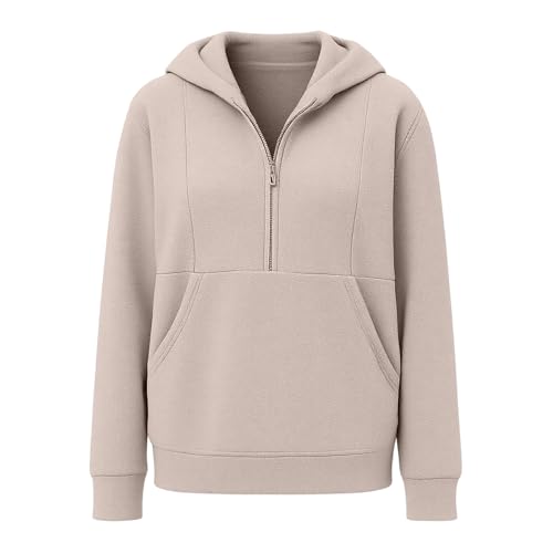 Hoodies for Women Fleece Half Zip Sweatshirt Loose Fit Pullover Tops Casual Long Sleeve with Pockets Fall Clothes - image 3