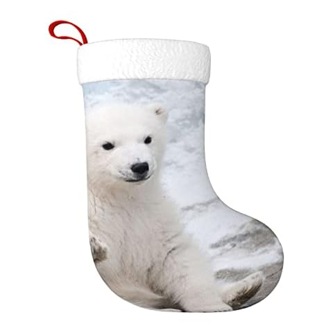 Whuanlo Baby Polar Bear Christmas Stockings Plush Stocking 18 Inches For Christmas Tree Home Party Decor 1 Pack Cover