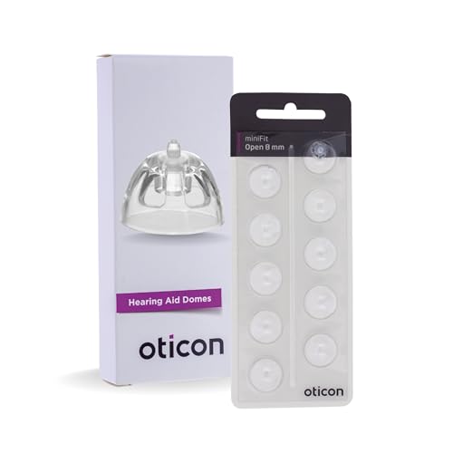 Genuine Oticon Hearing Aid Domes Minifit Open 8mm (0.31 inches - Medium), Oticon Branded OEM Denmark Replacements, Authentic Accessories for Optimal Performance -1 Pack/10 Domes Total