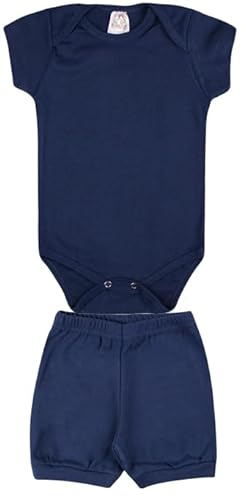 Kit Roupa De Bebe 12 Peças Body Manga Curta Estampado e Shots Algodão Menino e Menina RN ao GG (M, M