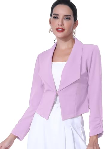 Blazer court femme manche longue veste de tailleur ouverte col châle fluide chic