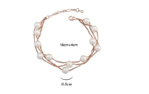 Crystalline Azuria 43211-53634 Multi Strand Rose Gold Bracelet With Simulated White Pearls 18K Rose Gold Plated Bracelet thumb #2
