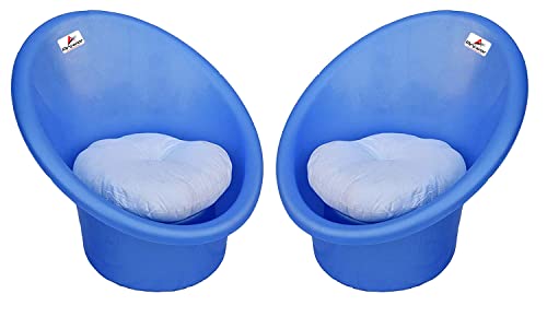 Image of Tub Chair with Complimentary Cushions Set of 2 (Plastic, Standard, Blue)