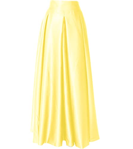 Diydress Women's Fashion High Waist A-Line Satin Skirts with Pockets