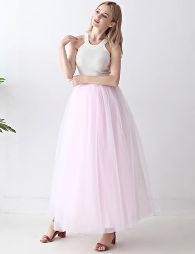 Womens A line Maxi Tulle Tutu Skirt for Prom Party Pink XL XXL4