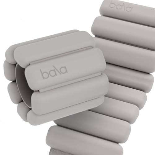 Bala Bangles Wrist & Ankle Weights - 1 lb Set Adjustable Weighted Bands for Women & Men - Silicone Arm & Leg Weights for Pilates, Yoga, Walking, Barre, Home Workout & Strength Training - Heather