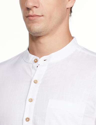 Image of Amazon Brand - Symbol Men's 100% Cotton Solid Short Length Casual Kurta - Regular Fit (Available in Plus Sizes)
