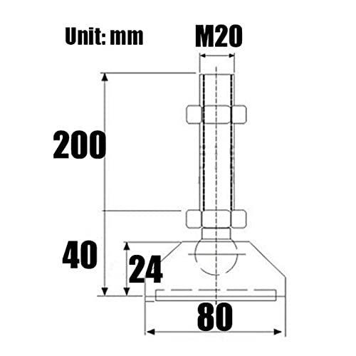 Pieds de nivellement réglables M24 avec embase antidérapante de 80mm - 5