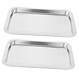 Healvian 2 Pièces Plateau Inox pour Tatouage Moyen Acier Inoxydable Plateau de Table Tatoueur Facile à Nettoyer Accessoire Professionnel pour Fournitures Tattoo