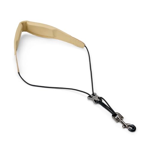 Sangle tour de cou saxophone cuir bicolore blanc chic et confort