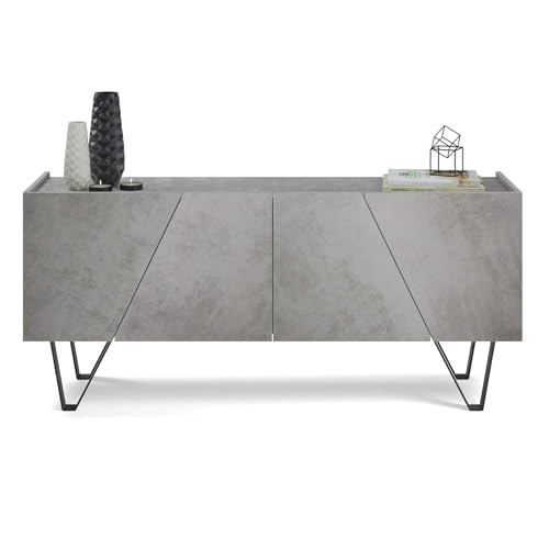 Mobili Fiver Emma 4-türiges Sideboard Grauer Beton
