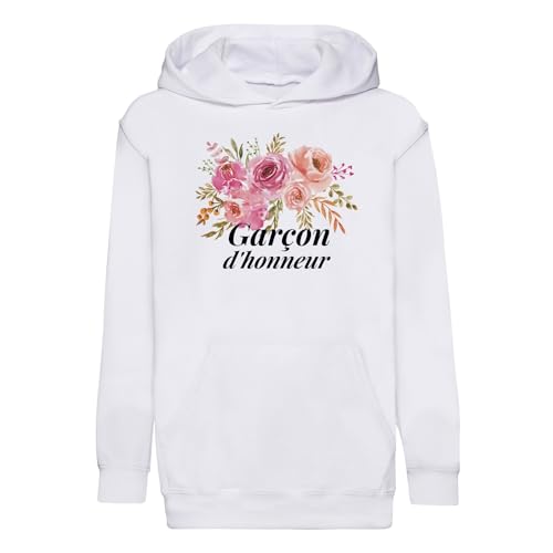 Sweat à capuche enfant garçon d'honneur haut de gamme bouquet aquarelle