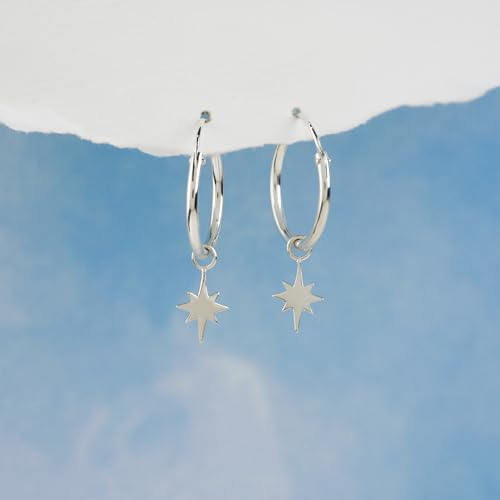 Boma Jewelry Sterling Silver Star Hoop Earrings with Snap Down Closure3
