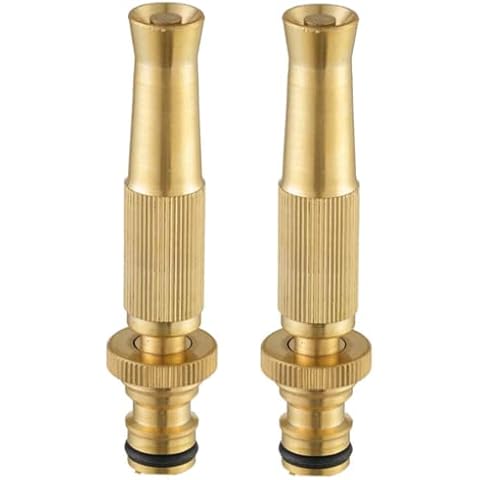 2 Pack Brass Hosepipe Spray Nozzle Jet Gun Connector Garden Hose Nozzle Brass High Pressure Adjustable Sprayer Hose Ends for Car or Garden Cover