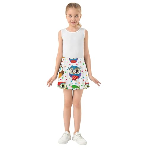 Colorful Cartoon Owls Cute Athletic Shorts for Girls Skorts Kids Tennis Skirts Navy Butterfly 3t3