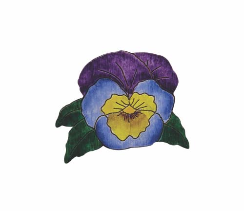 Pansy Flower 1.5" Hand Painted Wood Pin Garden Art Joanie