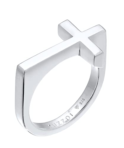 Bague homme croix argent 925 Kuzzoi fait main de 13 mm de large