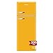 Amica KGC 15633 Y Retro Kühl-/Gefrierkombination / Honey Yellow (Gelb) / 144cm (H) x 55cm (B) x 62cm (T) / Retro-Design / Kühlschrank mit Gefrierfach