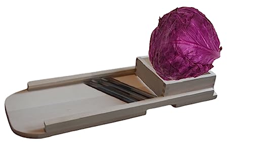 Foto von teemando® preiswerter Profi-Krauthobel Gemüsehobel 65 cm mit beweglichem Schlitten für sicheres Schneiden von Krautköpfen und Gemüse. aus Buchenholz