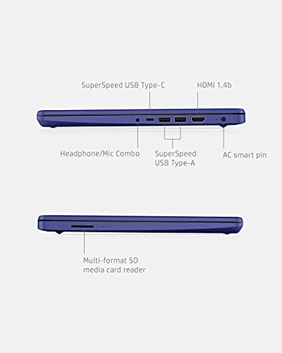 Image of HP 14 Laptop, Intel Celeron N4020, 4 GB RAM, 64 GB Storage, 14-inch HD Touchscreen, Windows 11 Home, Thin & Portable, 4K Graphics, One Year of Microsoft 365 (14-dq0050nr, Indigo Blue)