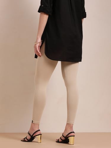 Image of TWIN BIRDS Super Stretchable Cotton Elasthane Fabric Ankle Length Leggings for Women